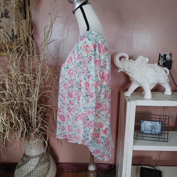 Lauren Conrad LC Sheer Size Medium M Floral Flower Button Up Blouse Top - Picture 11 of 12